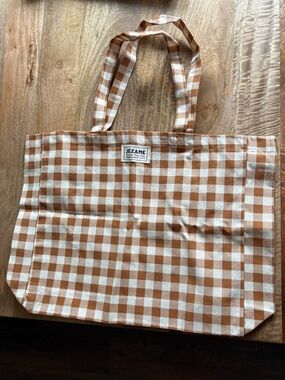 Sézane Mustard and White Gingham Tote Bag - NEW